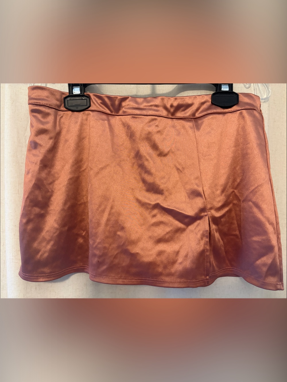 Satin Copper Mini Skirt Skort